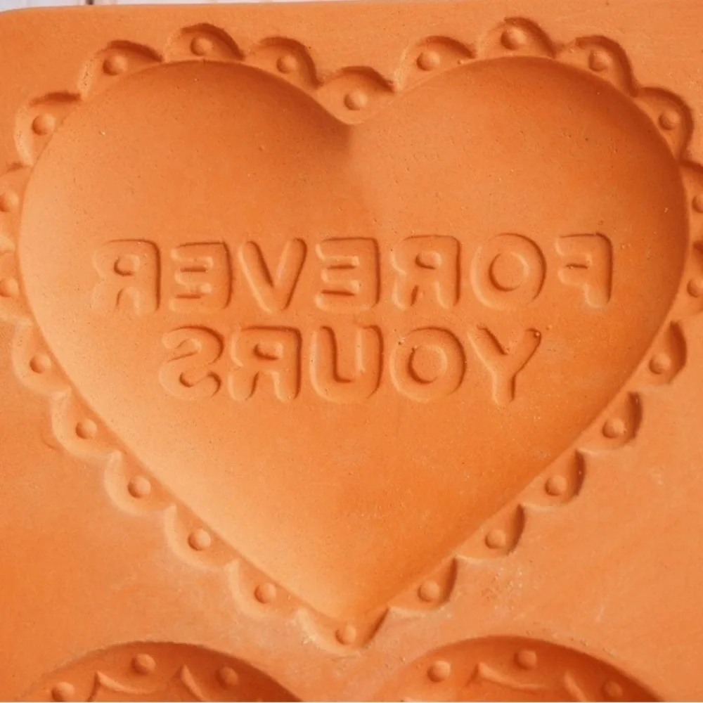 Vintage 90s Heart Cookie Valentine Mold Terra Cotta Bakeware by Boston Warehouse